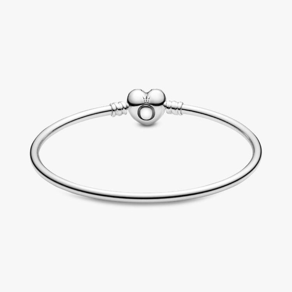 Pandora Moments Heart Clasp Bangle 7.5 in - Picture 2 of 7